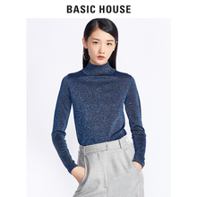 Basic House/百家好冬季新品百搭打底修身金属色针织女HRKT721A图片