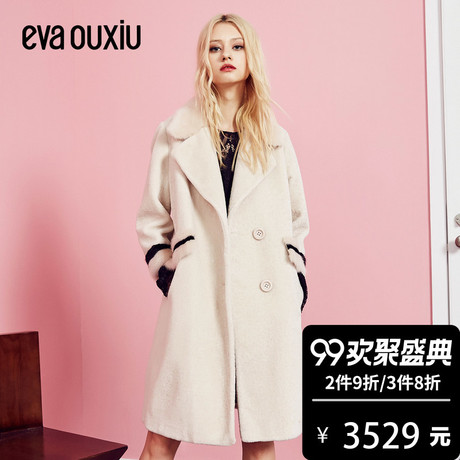 伊华欧秀2018冬季女装新款气质减龄中长款外套小清新毛领皮草外套商品大图