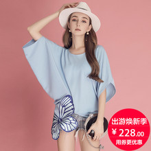 刺绣蝴蝶蝙蝠袖 超仙上衣 宽松雪纺衫 女2018夏季新款 MIUCO洋气小衫