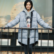 米可可Y5817文艺大码韩版衍缝保暖中长衬衫款羽绒服女18秋冬新图片