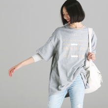 米可可 R8738 文艺大码圆领字母拼接假两件落肩袖卫衣女 2018秋图片