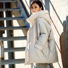 米可可  W9982文艺大码韩版茧型加厚中长款保暖棉服女 18秋冬新图片