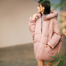 米可可W9982文艺大码韩版茧型加厚中长款保暖棉服女 18秋冬新图片