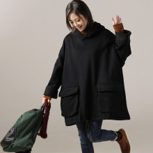 米可可R8901文艺大码韩版抽绳大兜连帽加厚保暖卫衣女18秋冬新图片