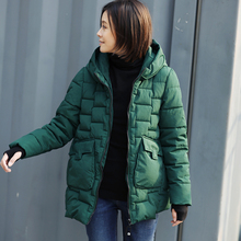 米可可W9011文艺大码韩版衍缝大兜连帽保暖面包棉服女 18冬新图片