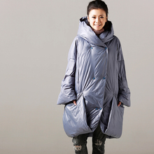 米可可  Y8913 文艺大码连帽双排扣加厚中长款羽绒服女 2018冬新图片