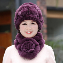 皮草帽子女士冬天獭兔毛老太太中老年人秋冬季奶奶保暖妈妈帽围巾