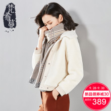 梵希蔓2018新款冬季毛绒外套女短款羊驼毛翻领长袖保暖加厚开衫女图片