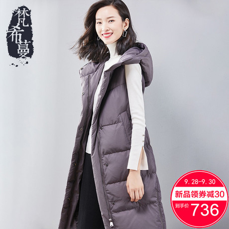 梵希蔓羽绒马甲女修身显瘦2018冬装新款加厚连帽无袖白鸭绒大衣女商品大图