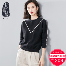 梵希蔓黑色毛衣女宽松2018秋冬套头圆领针织衫长袖韩版显瘦毛线衣图片