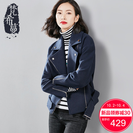梵希蔓小妮子外套女短款小个子秋冬2018新款韩版长袖保暖毛呢大衣商品大图