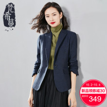 梵希蔓2018冬季新款毛呢西装外套女一粒扣长袖修身复古呢子小西服图片