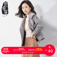 【预售】梵希蔓呢子外套女短款冬季加绒保暖格子复古毛呢大衣图片