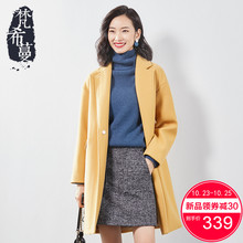 梵希蔓冬季外套女2018新款中长款毛呢韩版修身显瘦西装领呢子大衣图片
