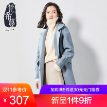 梵希蔓茧型毛呢大衣女宽松中长款2018冬装新款复古双排扣呢子外套图片