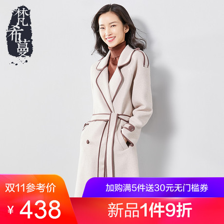 梵希蔓双面呢大衣女2018新款冬季中长款双排扣羊毛修身毛呢外套女商品大图