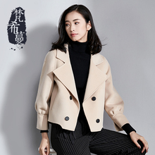 梵希蔓2017冬新款双面呢子大衣女短款九分袖韩版修身羊毛呢外套潮图片