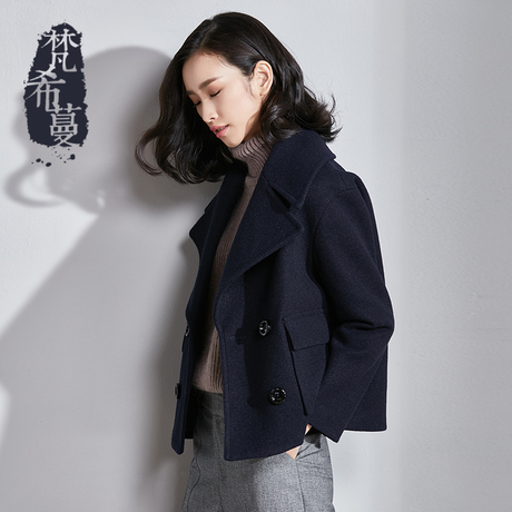 梵希蔓2018秋冬新款女装韩版百搭显瘦毛呢外套女短款呢子大衣翻领商品大图