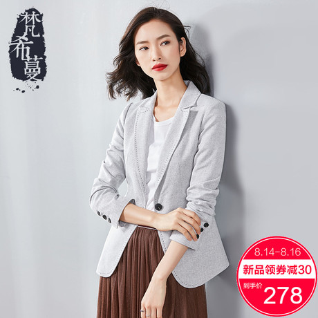 梵希蔓西装外套女短款2018秋季新款长袖一粒扣修身显瘦英伦西服女商品大图