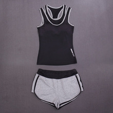 显瘦跑步两件套 套装 短裤 韵格夏季瑜伽服女透气健身服背心运动裤