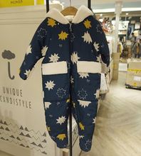 连体衣 男女童宝宝加厚带帽棉爬服 18小云朵冬新品 小雨伞韩国童装