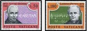作曲家彼罗西 天主教创始人 哈利路亚乐谱 梵蒂冈1972邮票 2全