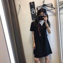 0264 女士甜美黑色蝴蝶结饰迷你连衣裙 嘟嘟欧美2018新品 487