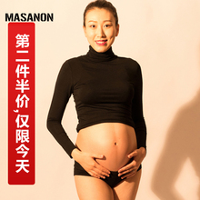 时尚 孕妇打底衫 秋冬2018新款 修身 高领圆领T恤加绒保暖上衣 长袖