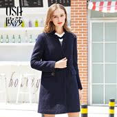 D21109 贴布立领呢大衣外套 女装 OSA欧莎2016冬季新款