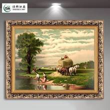 饰画沙发背景墙画有框玄关挂画壁画可定制风景 绿牌欧式油画客厅装