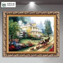 简欧式油画壁画客厅装饰画卧室挂画玄关酒店田园山水风景托马斯