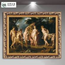 喷绘欧式祼体人物仿真油画沙发背景墙壁画酒店大堂挂画人体艺术画
