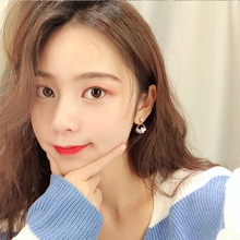 珍珠圆圈几何耳环耳夹气质韩国小清新甜美水晶锆石圆环耳钉女E364