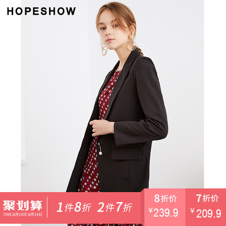 红袖女装秋装新款韩版纯色翻领修身显瘦气质OL风小西装短外套女商品大图