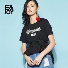 艾格E&joy女圆领字母宽松短袖T恤8E082806795图片