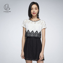 2018夏新款 连衣裙8E012206186 蕾丝拼接短袖 COLLECTION 艾格LA
