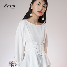 艾格Etam绑带束腰宫廷小衬衫女8E011410786图片