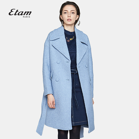 艾格Etam 简约通勤 纯色时尚毛呢大衣女8A013402847商品大图