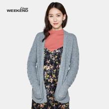 艾格Weekend秋季新款简约休闲时尚一粒扣纯色针织开衫女8A0216009图片