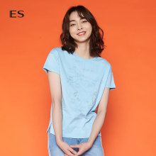 艾格ES2018夏季时尚简约纯色短袖T恤衫女8E032815845图片