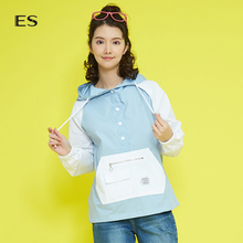 艾格ES2018夏季休闲连帽拼色长袖外套女8E031407344图片