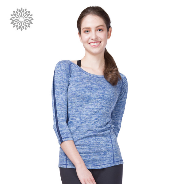 easyoga la veda 新品 女款 专业瑜伽服 休闲基本七分袖上衣