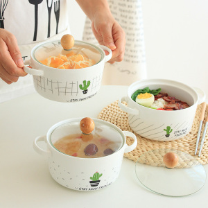 日式双耳陶瓷泡面碗