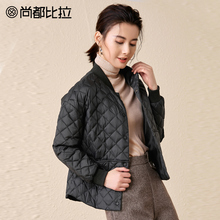 【99预售到手价398元】90%白鸭绒 时尚立领菱格显瘦短款羽绒服女图片