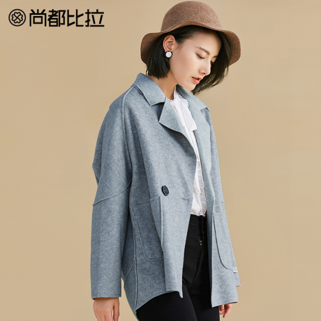尚都比拉2018冬季新款简约纯色茧型韩版呢子大衣慵懒风毛呢外套女商品大图