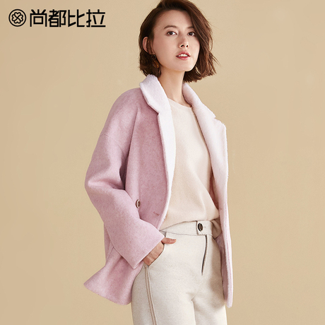 【8折价398元】尚都比拉2018冬新款双排扣韩版呢子大衣毛呢外套商品大图
