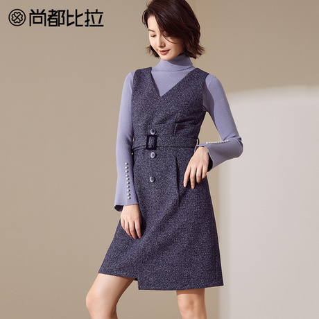 【8折价238元】尚都比拉不规则收腰显瘦韩版高腰无袖背心连衣裙商品大图