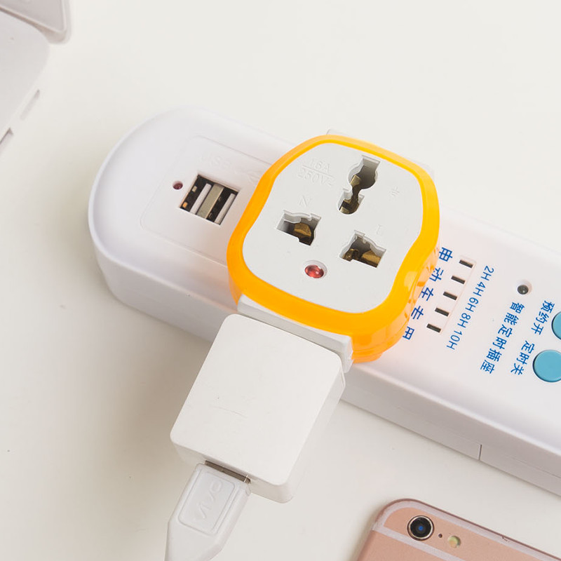 二脚转三孔插头 2转3插座转换器三脚两孔家用