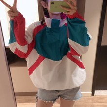 运动式套头外潮 外套女宽松长袖 冲锋衣短款 显瘦韩版 防晒衫 拼色薄款