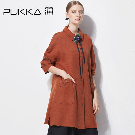 Pukka蒲牌羊毛呢外套大衣女原创设计女装冬装女2018新款商场同款商品大图